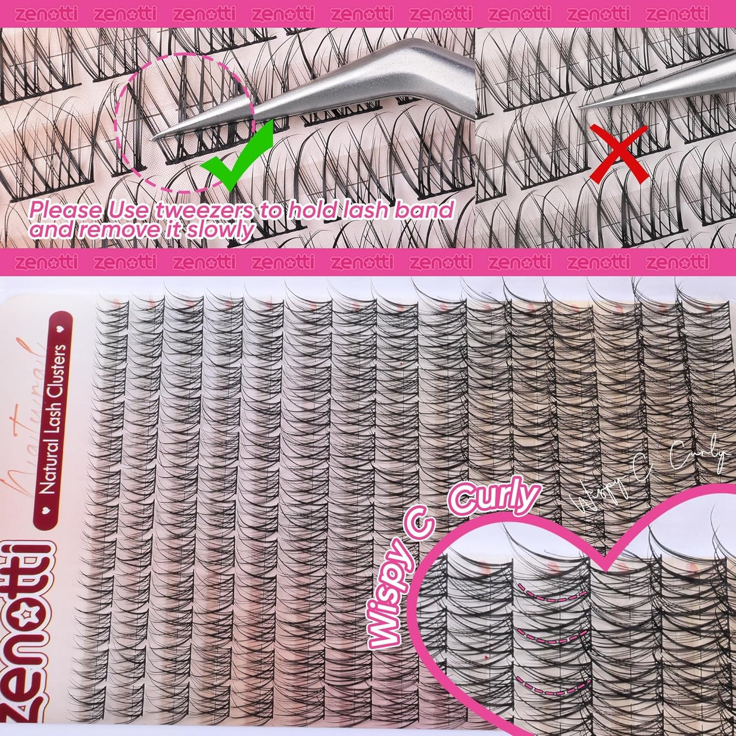 Lash Clusters Natural Look Cluster Eyelash Extensions Wispy Lashes Extensions 8-16mm DIY Individual Lashes 180PCS Thin Band Eyelashes Cluster by zenotti