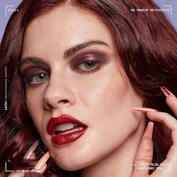 NYX PROFESSIONAL MAKEUP Ultimate Glow Shots, Liquid Eyeshadow, Long-Lasting Shimmer Eye Shadow with Vitamin C - Raspberry Rave