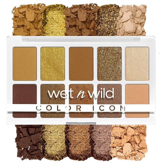 wet n wild Color Icon 10-Pan Eyeshadow Makeup Palette, Yellow Call Me Sunshine, Long Lasting, Shimmer, Metallic, Glittery, Matte, Rich Smooth Pigment, Cruelty Free