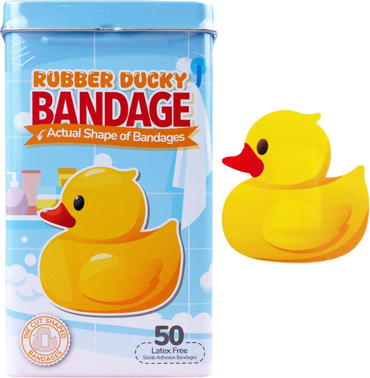 BioSwiss Kids Bandages, Rubber Ducky Shaped Self Adhesive Bandage, Latex Free, Sterile Wound Care, 50 Count