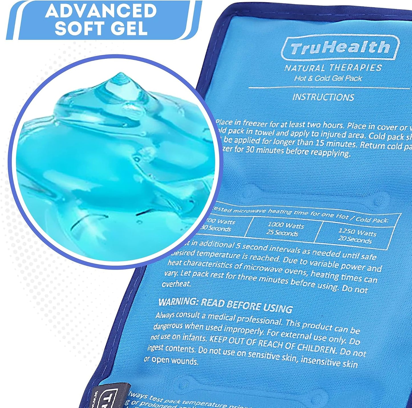 Ice Pack - Small Blue, 2 Count - Reusable Ice Packs for Injuries - Hot & Cold Reusable Gel Therapy for Back, Hip & Waist - Leak-Free Flexible Design