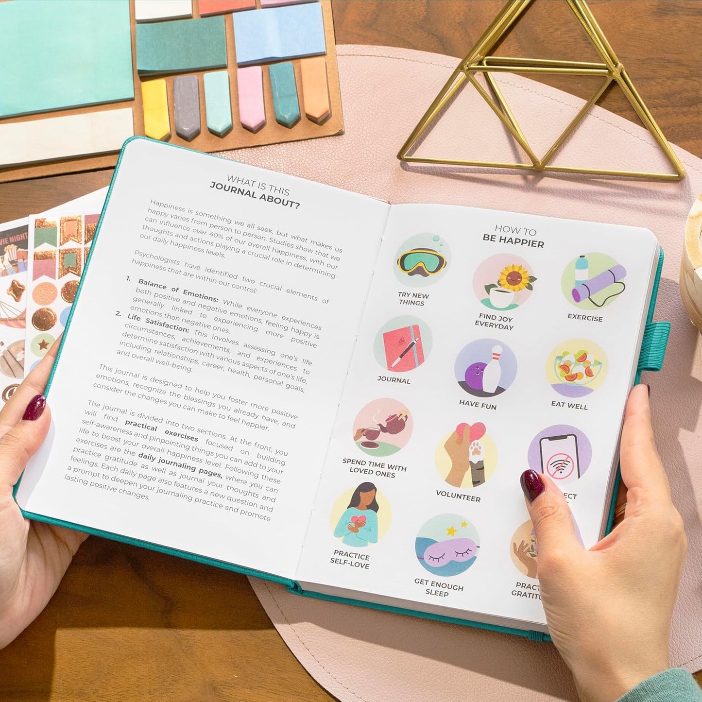 Clever Fox Happiness Notebook – Daily Positivity Journal for Women with Prompts & Positive Quotes – Affirmation & Self Esteem Gifts (Turquoise)