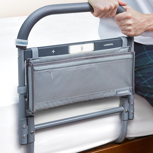 Lunderg Large Bed Assist Rail for Seniors with Motion-Activated Light & Storage Pocket - Easy to Install Bed Rails for Elderly Adults Safety & Post-Surgery - Helps Reduce Falls & Support Independence