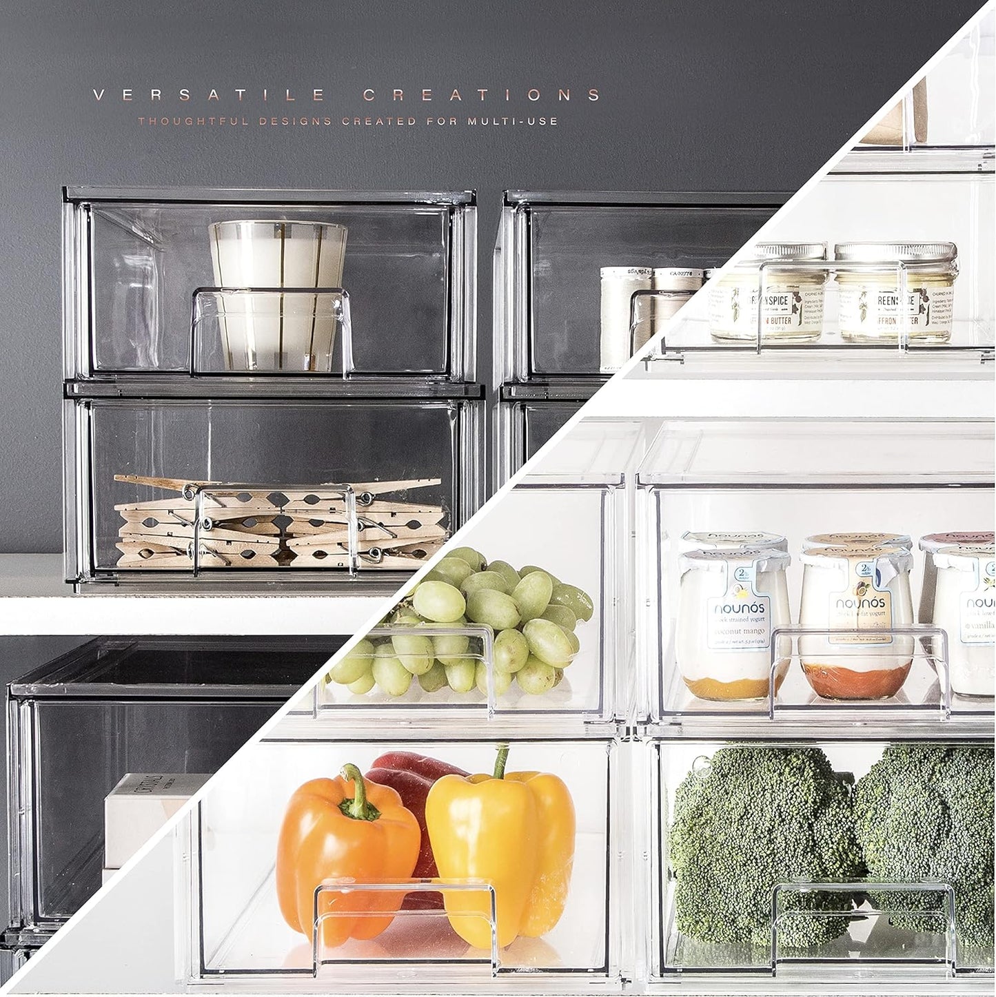 BINO | Stackable Storage Drawers, Large - Clear | THE CRATE COLLECTION | Storage Bins With Drawers | Bathroom Organizers | Under Sink Organizer | Vanity Cabinet Home Organization