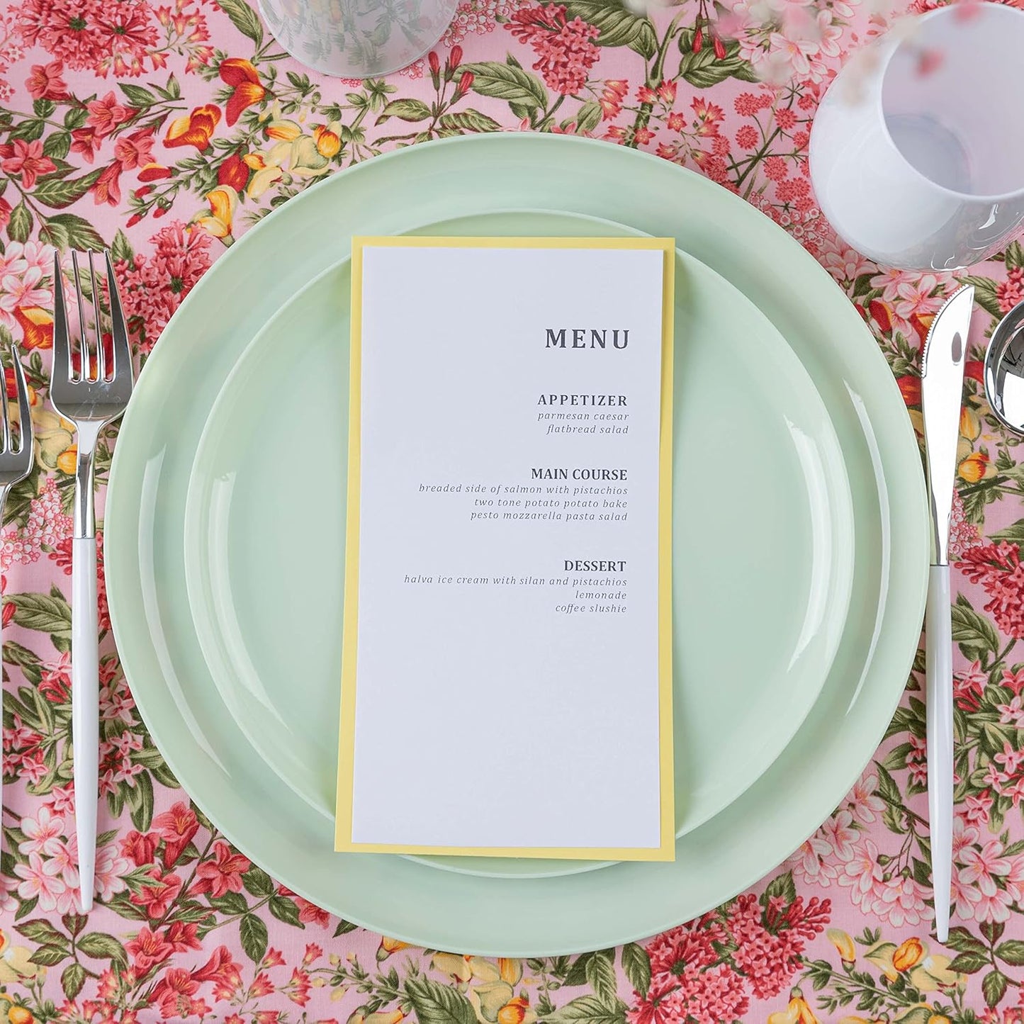 PLASTICPRO [30 Pack 8.6''] Mint Green Plastic Party Plates Edge Collection Premium heavyweight Elegant Disposable Tableware Dishes