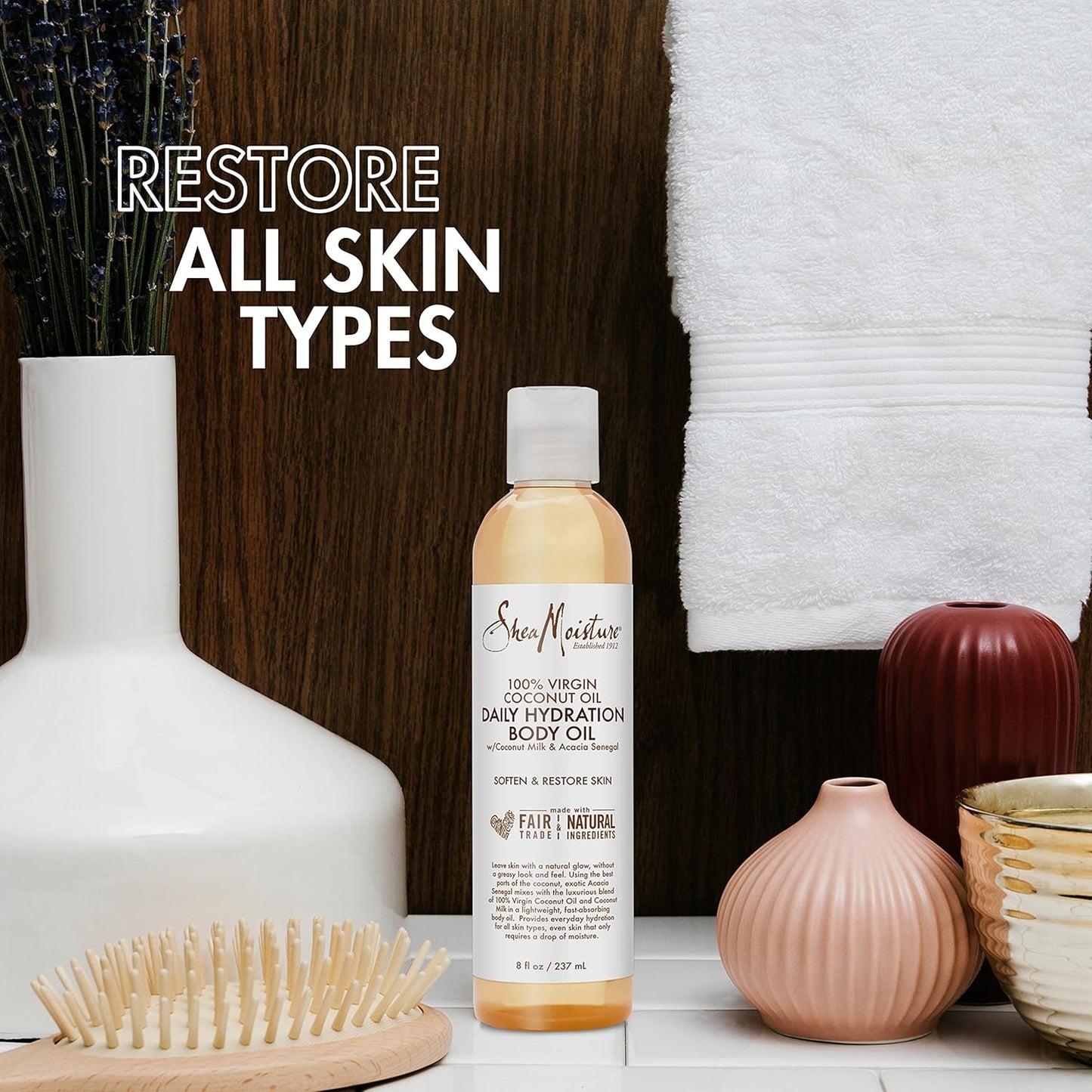 SheaMoisture Daily Hydration Body Oil Virgin Coconut Oil For Dry Skin Paraben Free 8 oz