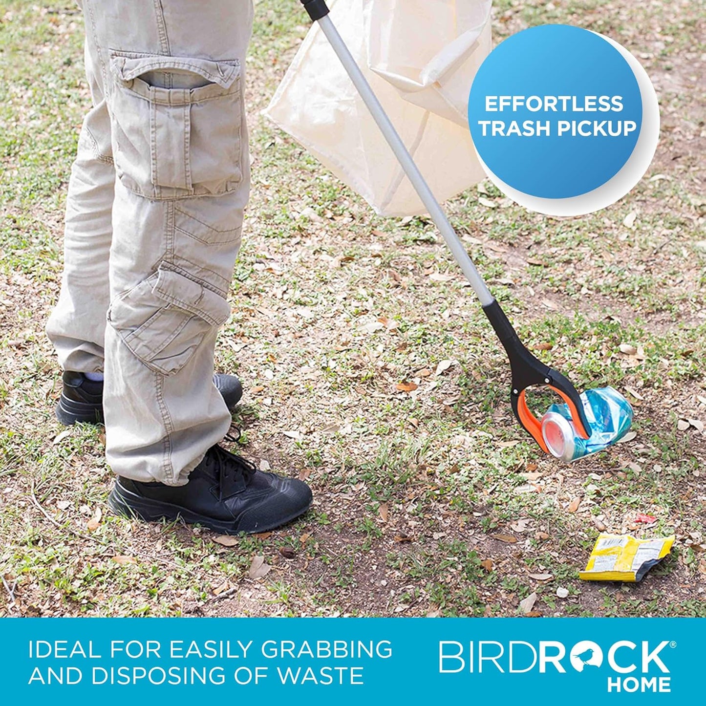 BIRDROCK HOME Grabber Reacher Tool with Long Handle - 32 Inch Tool for Picking Up Dropped Objects - Lightweight Aluminum Design for Reaching & Grabbing Things - Handicap Aid with Rubber Grip - 2 Pack