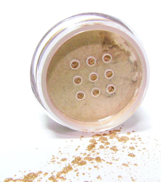 Sand Beige Nude Naked Gold Goddess Glam Shimmer Loose Eyeshadow Powder Pigment, Single Glitter Mineral Dust Jar Pot; Talc, Paraben & Cruelty Free, No Animal Testing