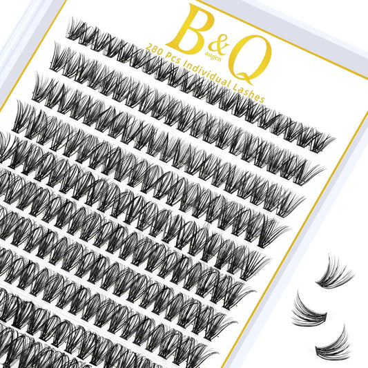 Lash Clusters B&Q LASH Individual Lashes 280 Clusters False Eyelash 10D 20D 30D 40D Lash Clusters Extensions Individual Cluster DIY Eyelash Extensions at Home 1 Count (Pack of 1), (40D-0.07D,15MM)