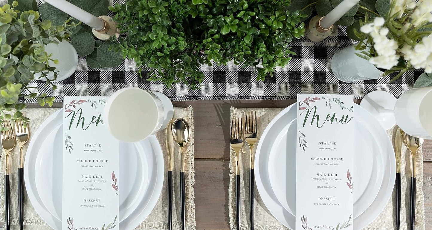 PLASTICPRO [30 Pack 10.7''] White Plastic Party Plates Edge Collection Premium heavyweight Elegant Disposable Tableware Dishes