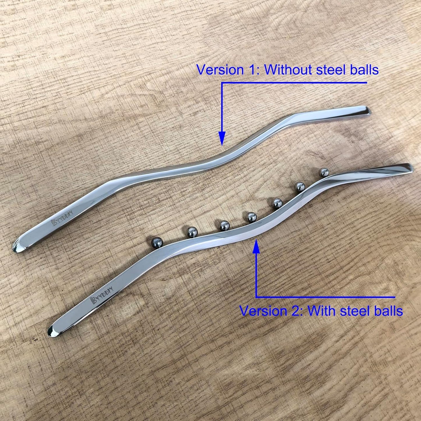 BYYDDIY Stainless Steel Muscle Scraper Stick for Lymphatic Drainage,Body Massage, Release Myofascial Trigger Points Reduce Muscle Soreness Tightness Leg Cramps for Physical Therapy (Ms)