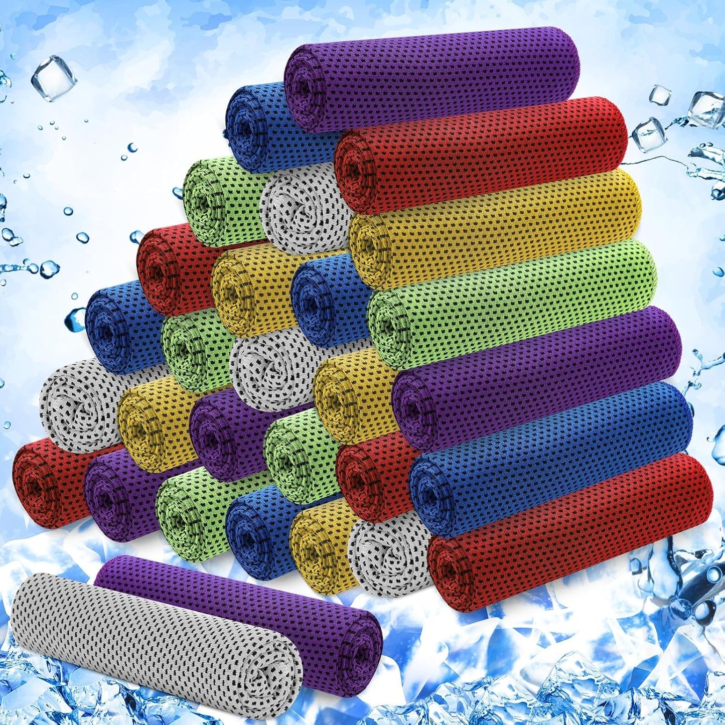 Hosuly 30 Pack Cooling Towels, 40"x12" Ice Breathable Soft Chilly Sweat Rag Microfiber Workout Rags for Gym Cooling Towels for Neck and Face for Yoga Golf Sport Running