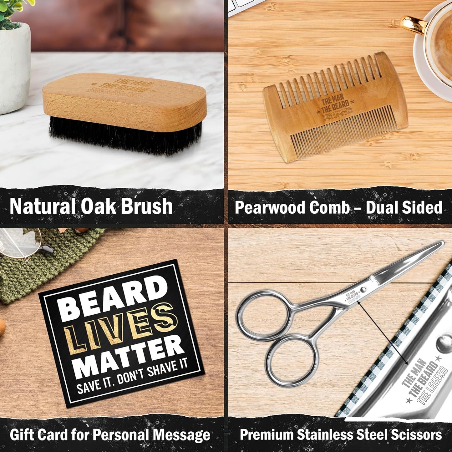 Gifts for Men - Beard Kit Grooming and Care with Brush, Comb, Scissors & Storage Bag - Anniversary Retirement Gifts for Men, Husband Birthday Gift Ideas