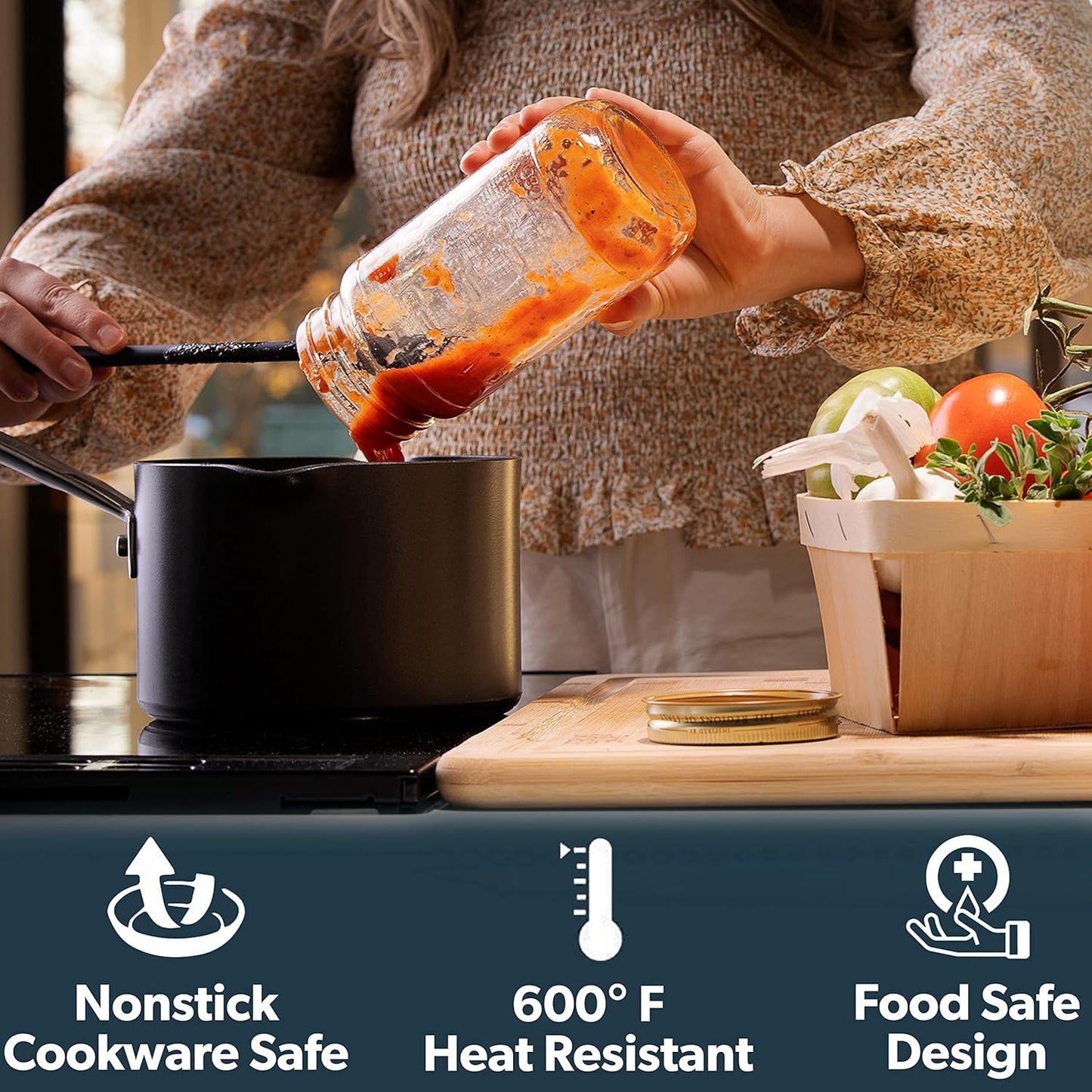 DI ORO Silicone Jar Spatulas for Scraping - Rubber Spatulas Silicone Heat Resistant - Kitchen Spatulas Nonstick Cookware Safe - Silicone Utensil Set for Blenders, Mixing, Baking, & Makeup (5pc, Black)