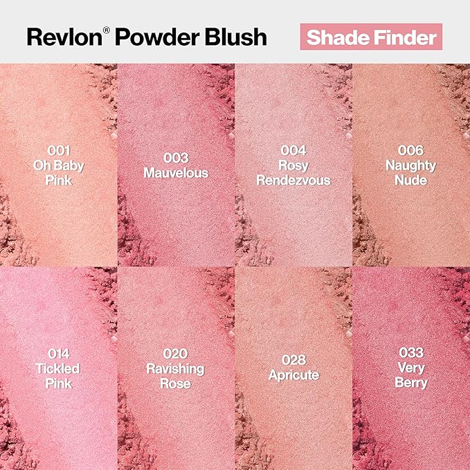 Revlon Powder Blush Face Makeup, High Impact Buildable Color, Lightweight & Smooth Finish, 014 Tickled Pink, 0.17 oz