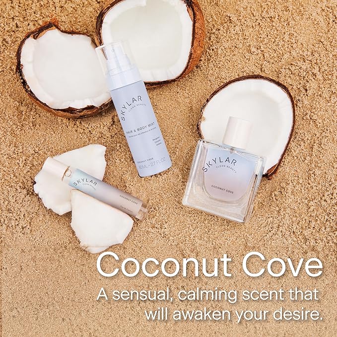 Skylar Coconut Cove Hair & Body Mist | Hypoallergenic & Clean Fragrance | Vegan, Cruelty Free, and Safe For Sensitive Skin | 80 ML, 2.7 Fl Oz