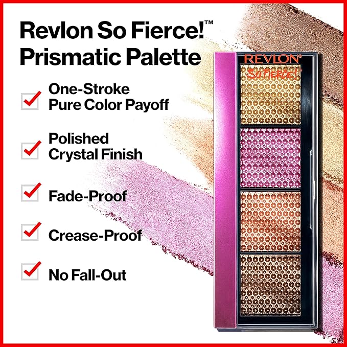 Revlon So Fierce Prismatic Eyeshadow Palette, Eye Makeup, Ultra Creamy Pigmented in Blendable Matte & Pearl Finishes, 966 The Big Bang, 0.21 oz