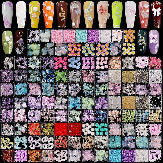 250pc 3D Nail Charms Set - Diverse Shapes & Colors for Acrylic Nails & DIY Crafts (#10)